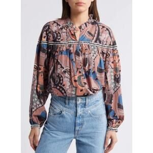 CLEOBELLA Karla Mixed Floral Organic Cotton Voile Top In Mirag size 2